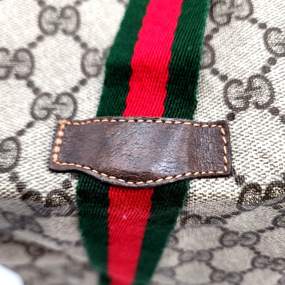GUCCI GG SUPREME Canvas/Brown Leather Trim Folding Travel Carry VINTAGE - Picture 13 of 13